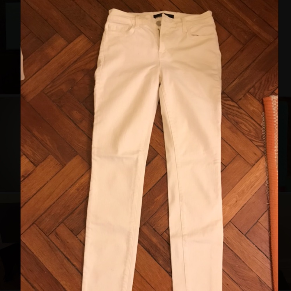 White Mid-Rise J Brand Skinny Leg Jean